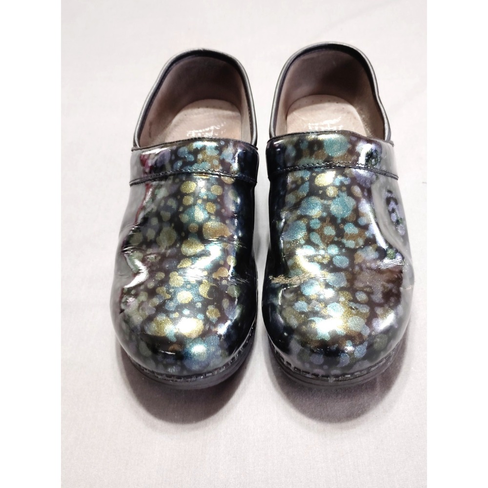 Dansko Metallic Gem Gypsy Green Gold Women 41/10Wedge Slip On‎ Heel Clogs Shoes